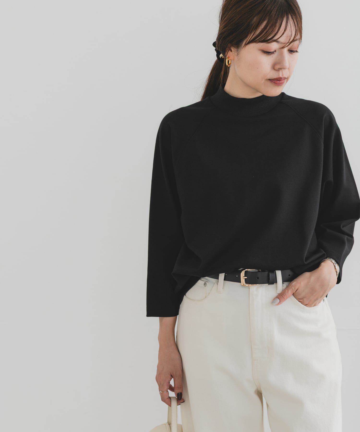 URBAN RESEARCH ROSSO「F by ROSSO　モックネックポンチプルオーバー」|Tシャツ・カットソー|ブラック