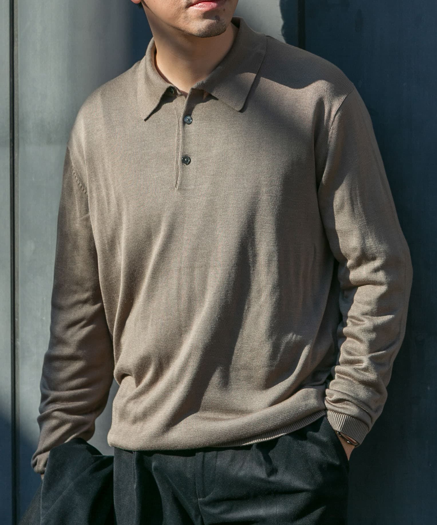 URBAN RESEARCH ROSSO「『XLサイズあり』『UR TECH』ハイゲージニットポロシャツ」|ニット・セーター|ベージュ