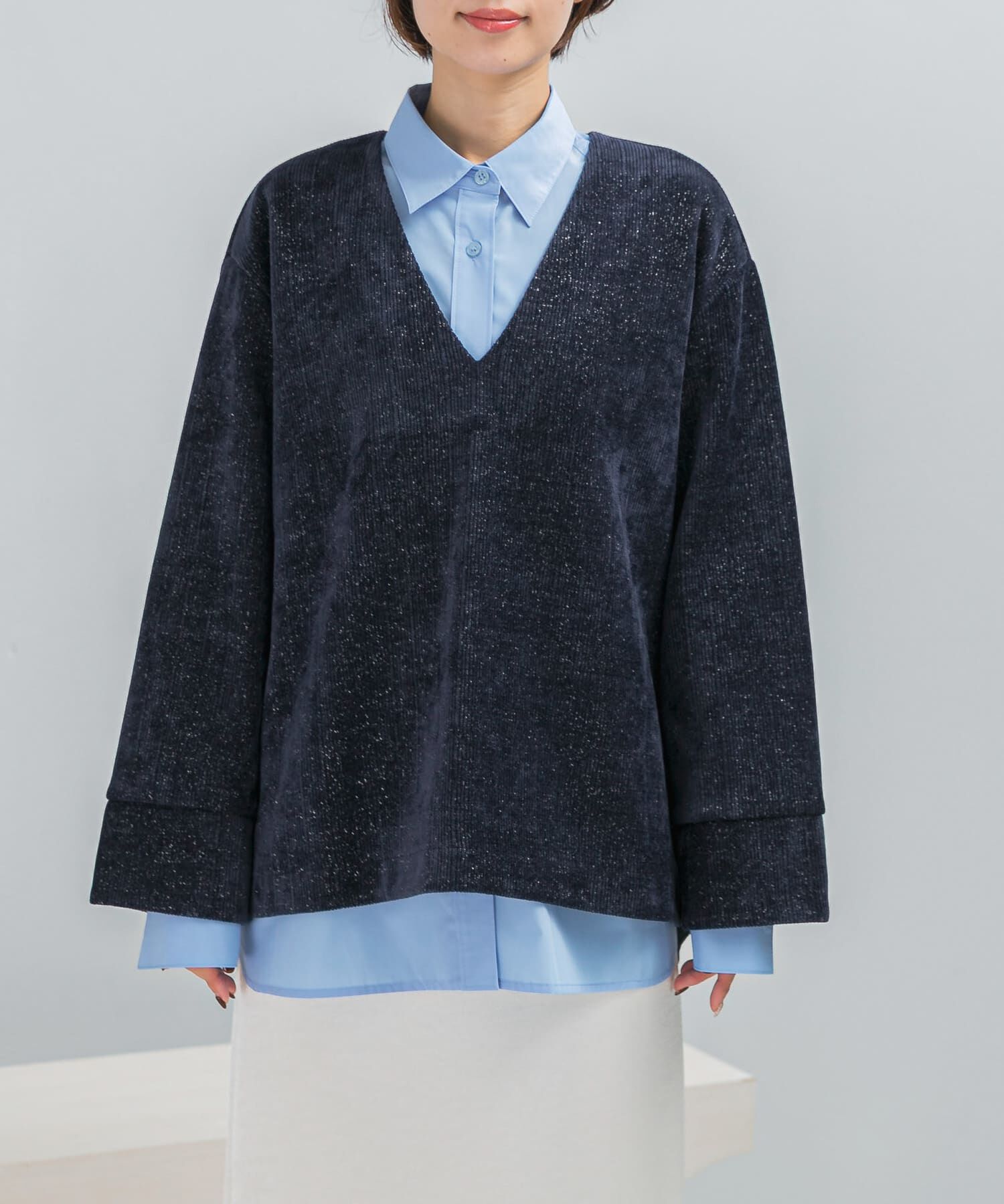 URBAN RESEARCH ROSSO「Vネックモールラメプルオーバー」|Tシャツ・カットソー|