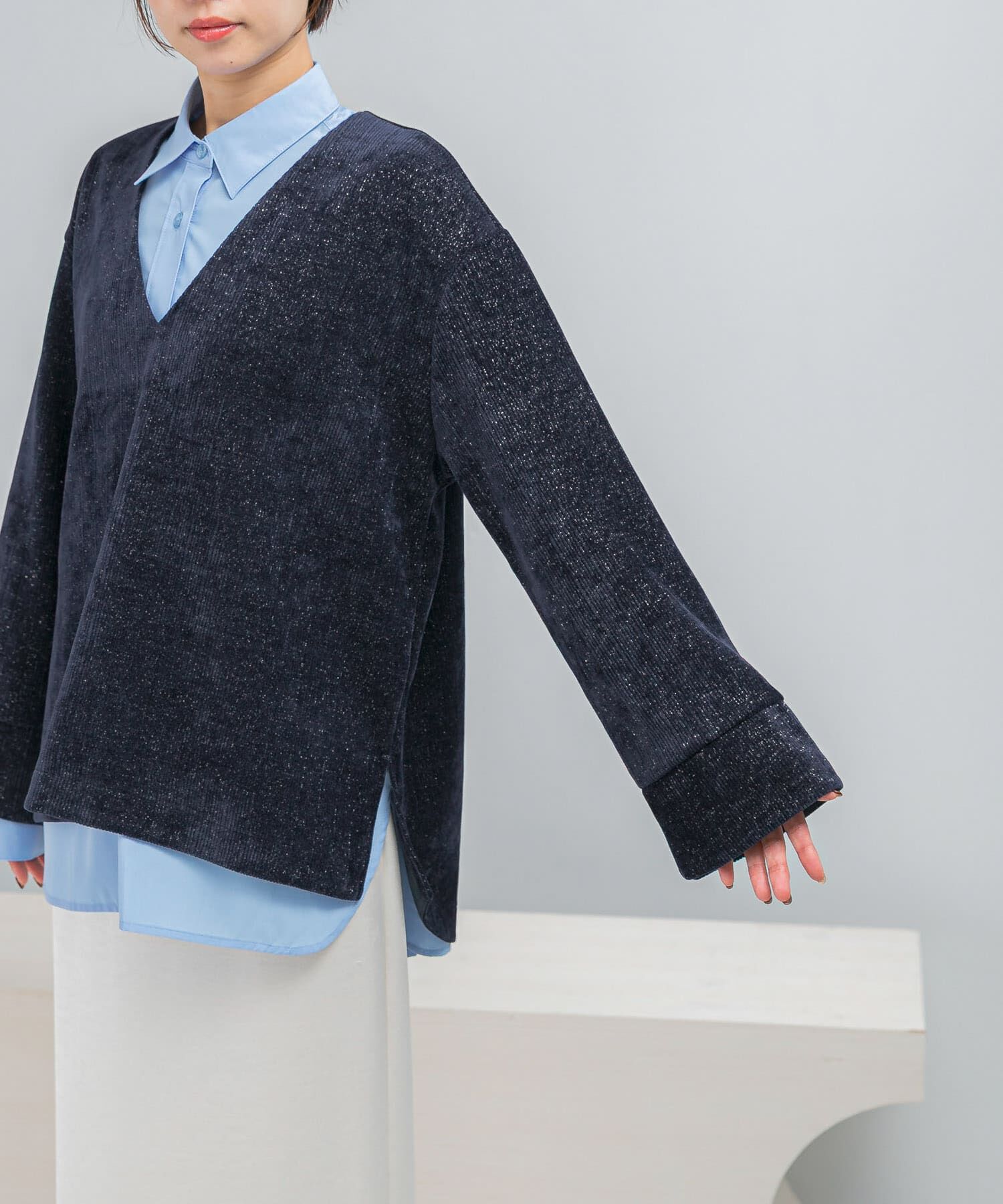 URBAN RESEARCH ROSSO「Vネックモールラメプルオーバー」|Tシャツ・カットソー|