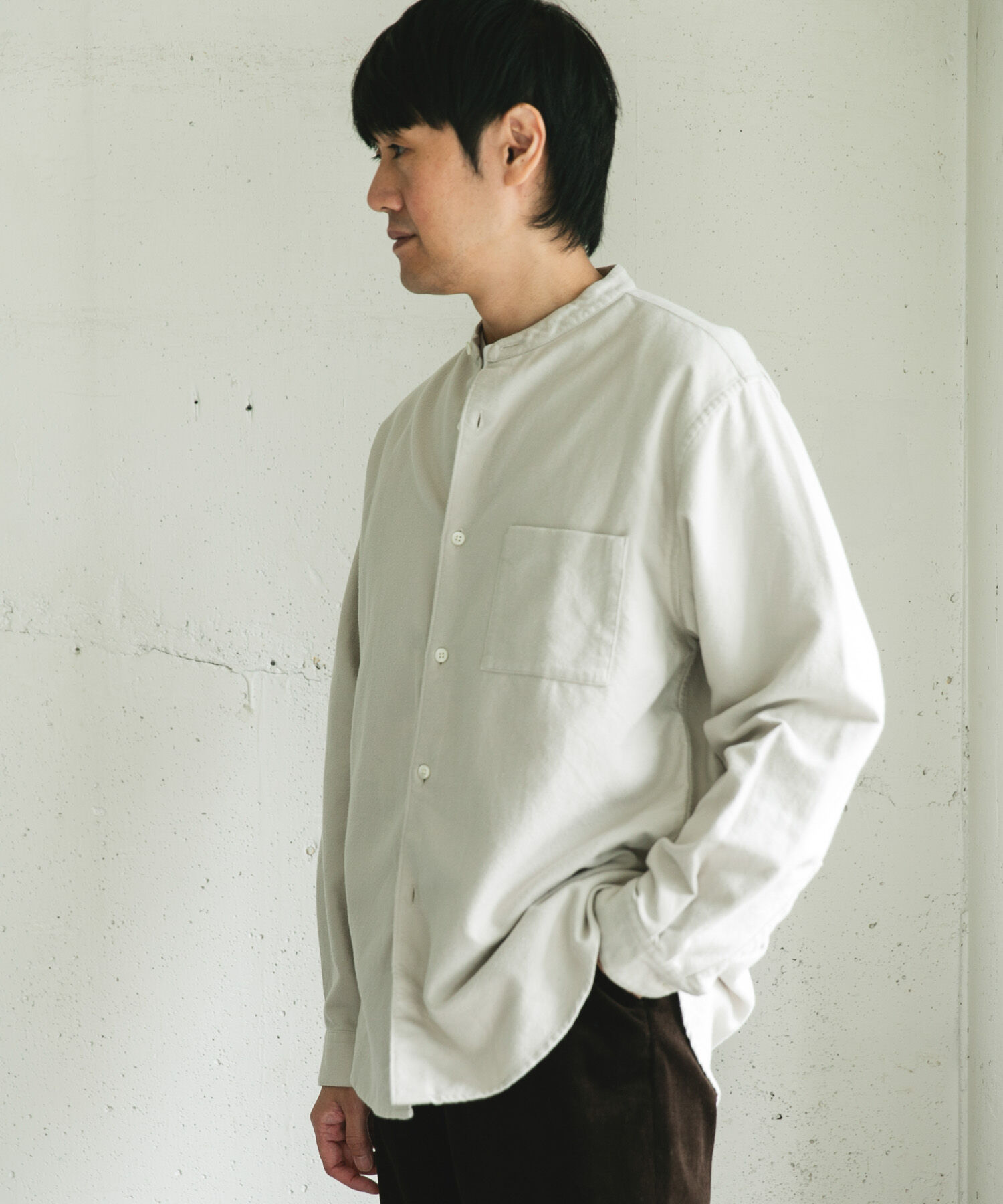 URBAN RESEARCH DOORS「両面起毛ネルバンドカラーシャツ」|シャツ・ブラウス|