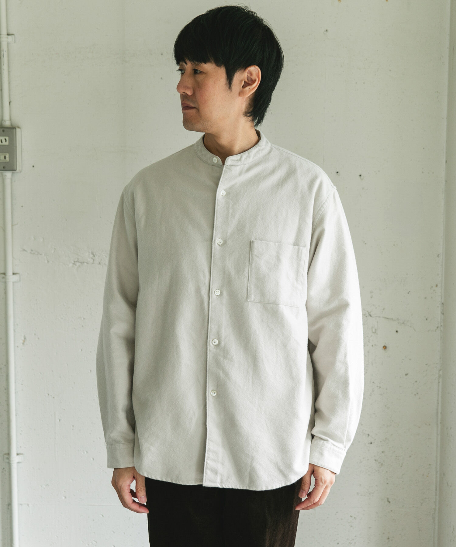 URBAN RESEARCH DOORS「両面起毛ネルバンドカラーシャツ」|シャツ・ブラウス|