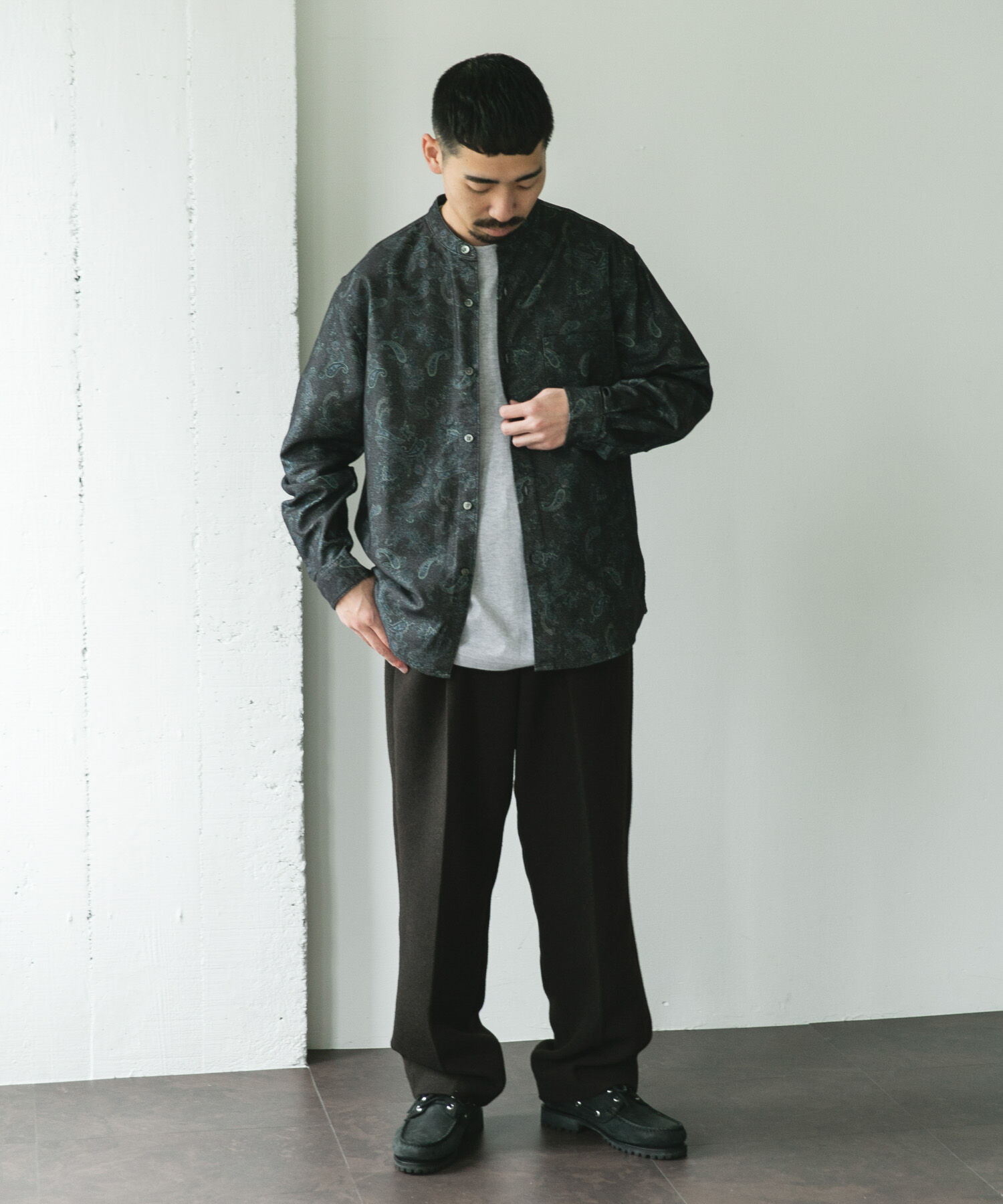 URBAN RESEARCH DOORS「両面起毛ネルバンドカラーシャツ」|シャツ・ブラウス|