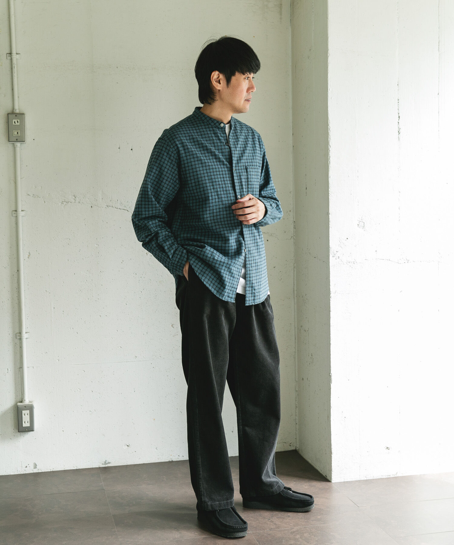 URBAN RESEARCH DOORS「両面起毛ネルバンドカラーシャツ」|シャツ・ブラウス|