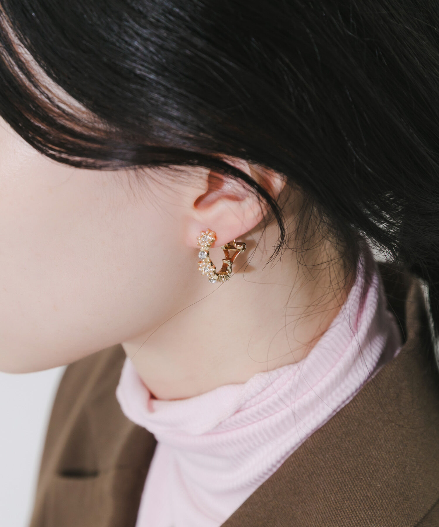 SMELLY「フラワービジューフープイヤリング」|イヤリング|