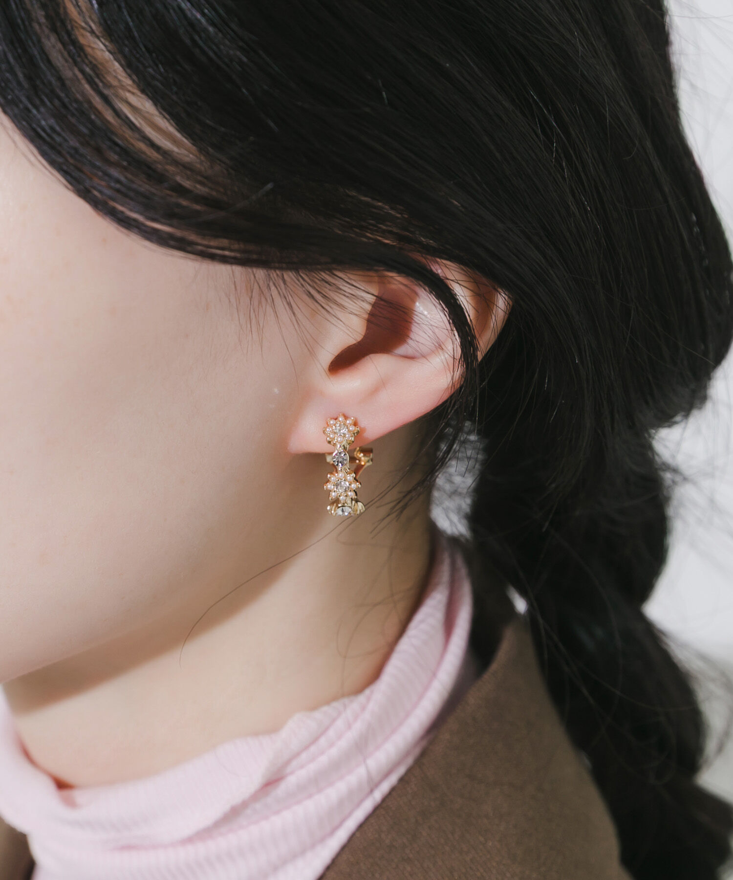 SMELLY「フラワービジューフープイヤリング」|イヤリング|