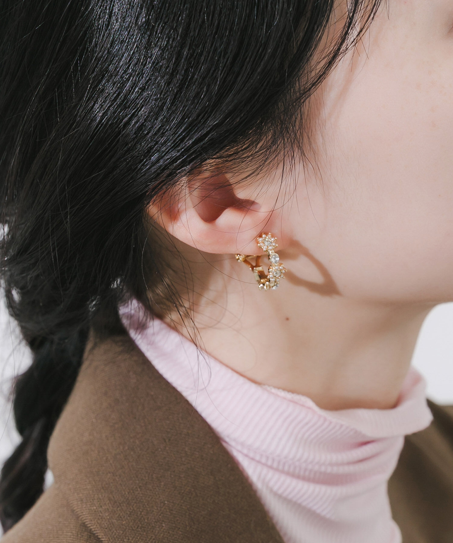 SMELLY「フラワービジューフープイヤリング」|イヤリング|