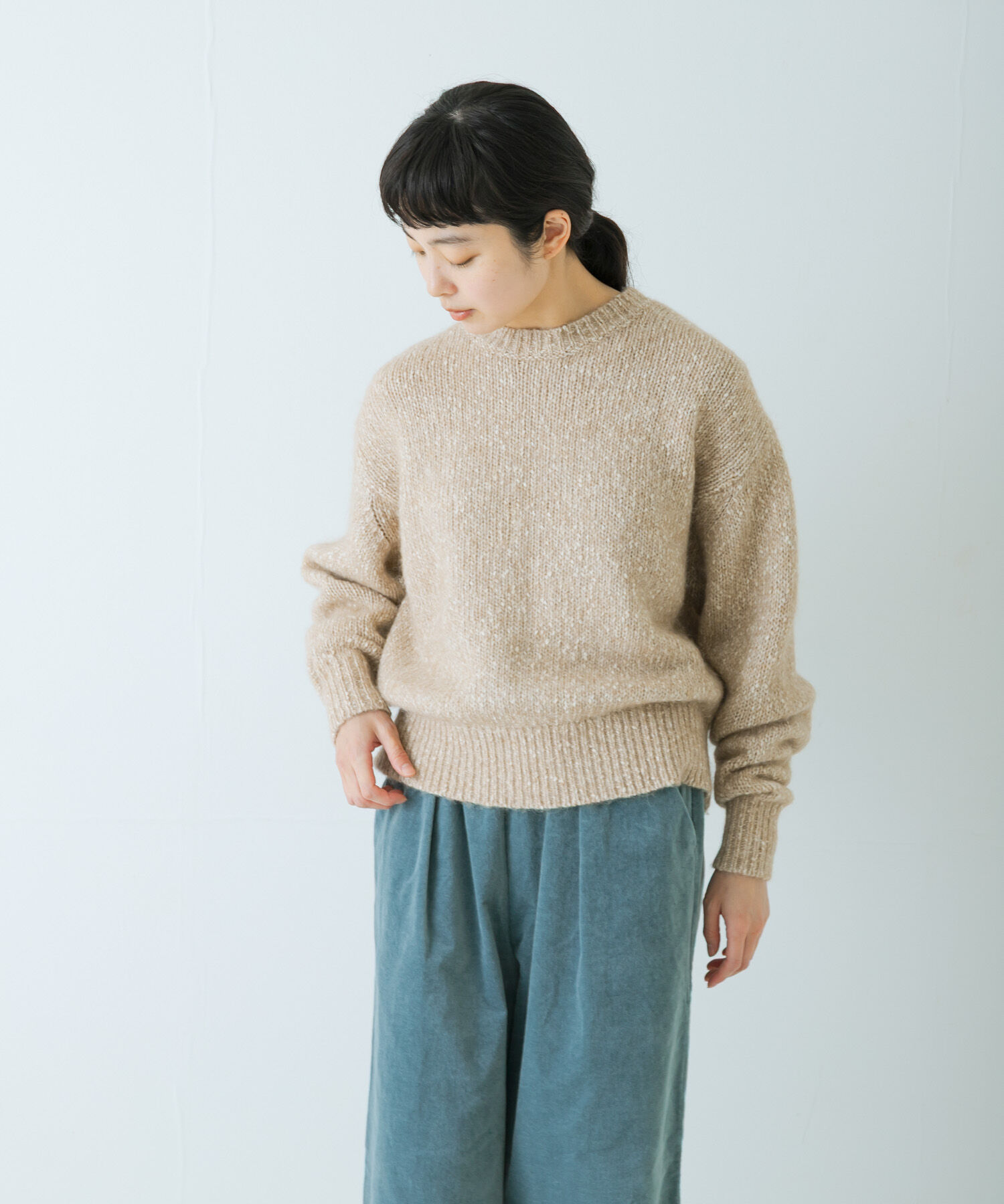 かぐれ「コットンアルパカクルーネックニット」|ニット・セーター|