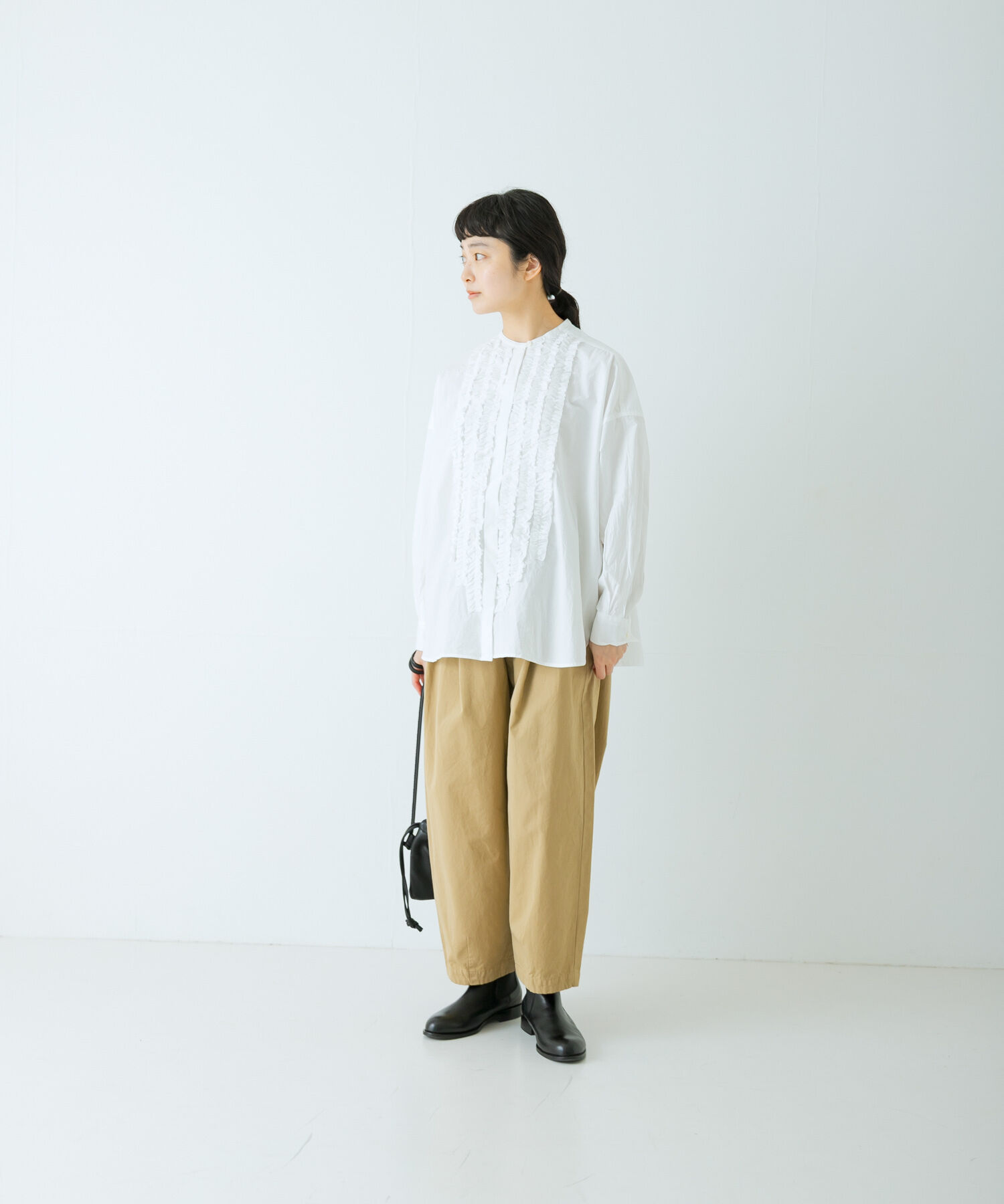 かぐれ「コットンフリルワイドシャツ」|シャツ・ブラウス|