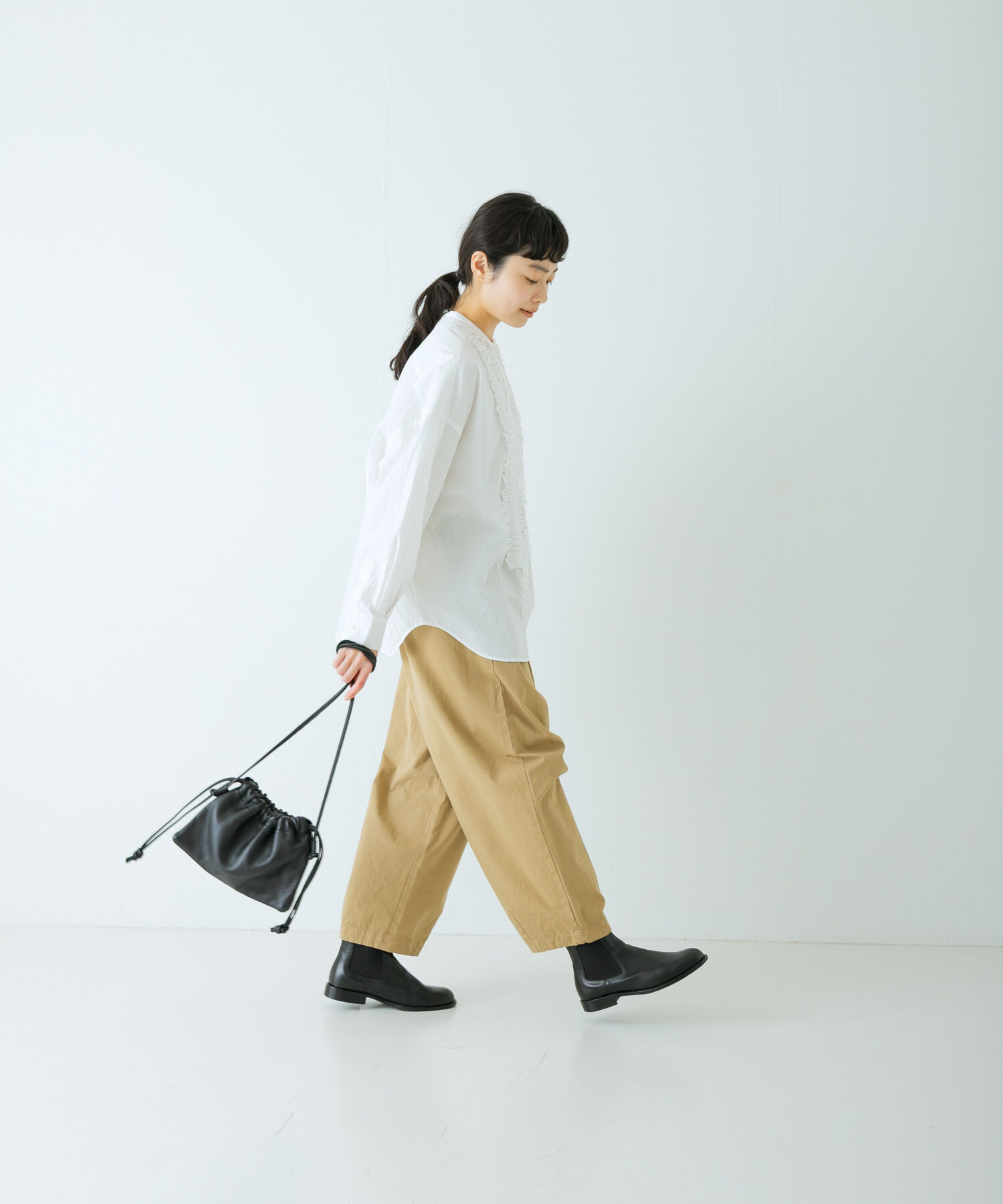 かぐれ「コットンフリルワイドシャツ」|シャツ・ブラウス|