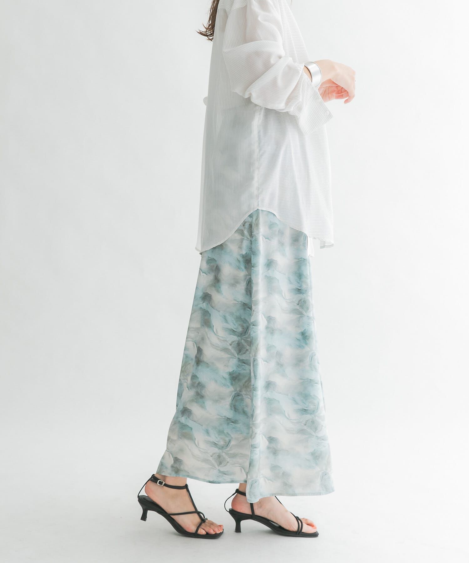  「ニュアンスプリントマキシスカート」|スカート|