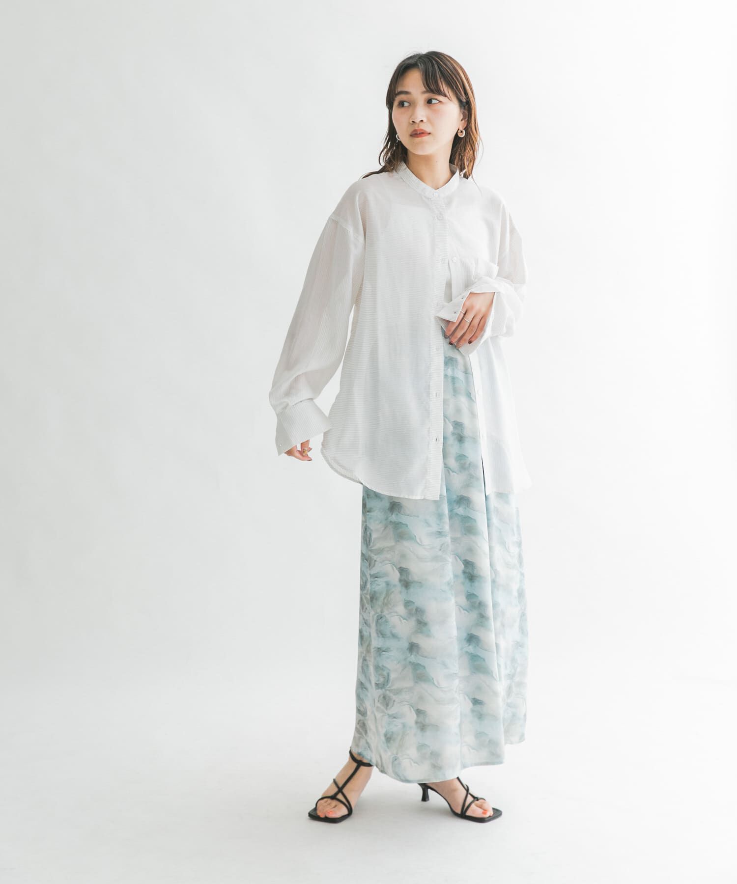  「ニュアンスプリントマキシスカート」|スカート|