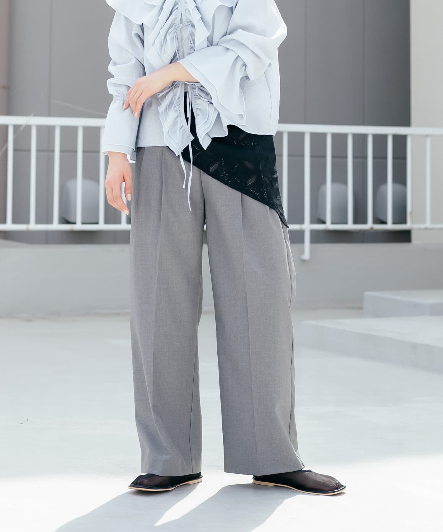  「レーススカーフSETパンツ」|その他|グレー