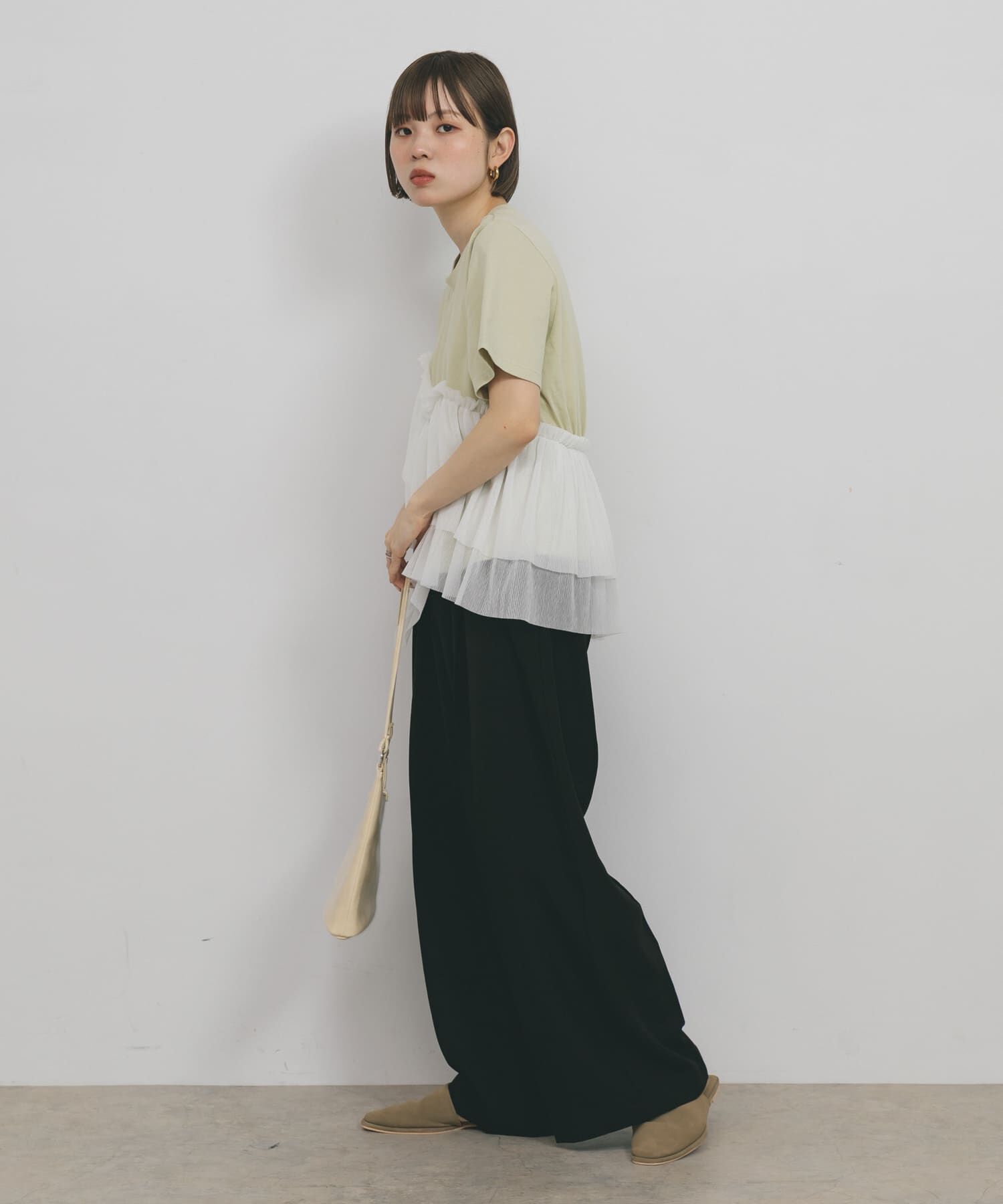  「アシメフリルドッキングTEE」|Tシャツ・カットソー|