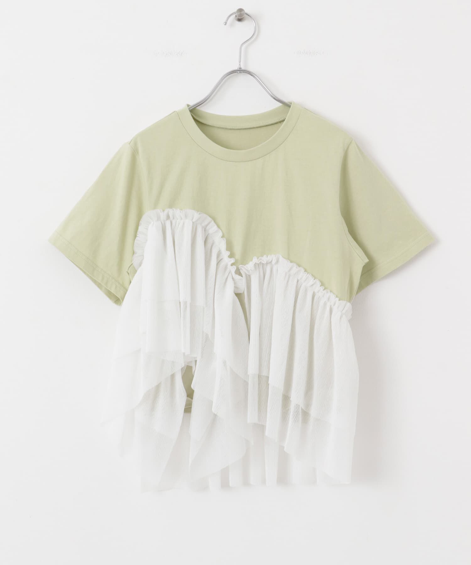  「アシメフリルドッキングTEE」|Tシャツ・カットソー|