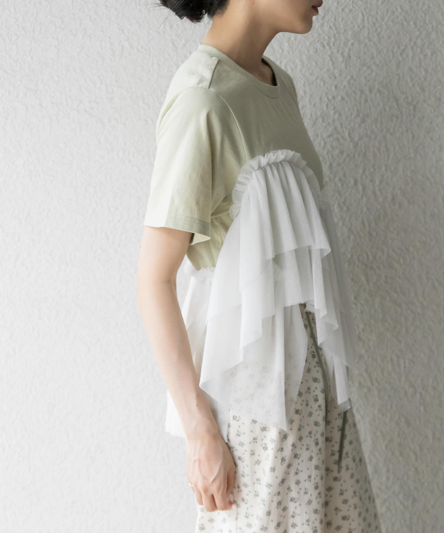  「アシメフリルドッキングTEE」|Tシャツ・カットソー|