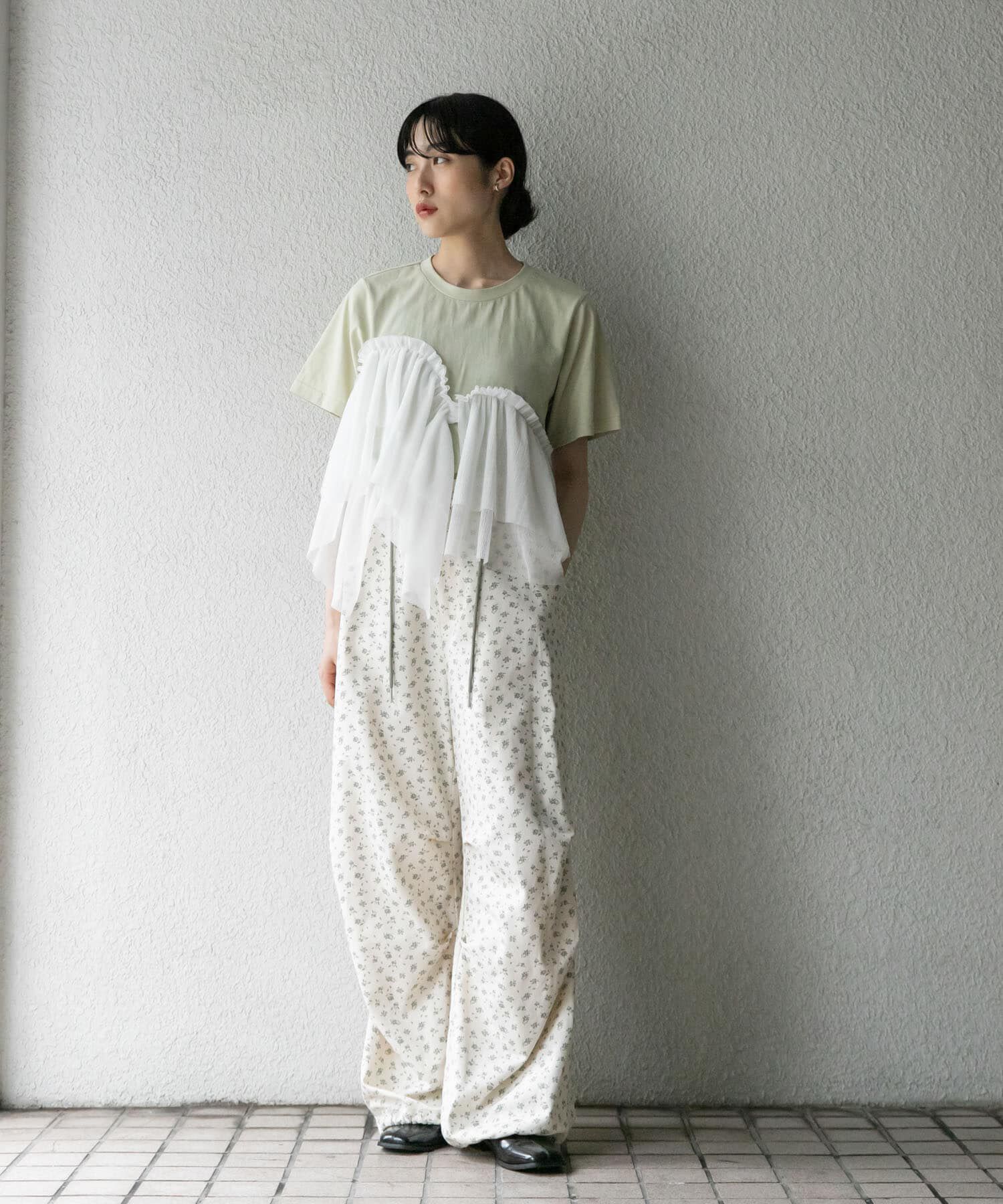  「アシメフリルドッキングTEE」|Tシャツ・カットソー|