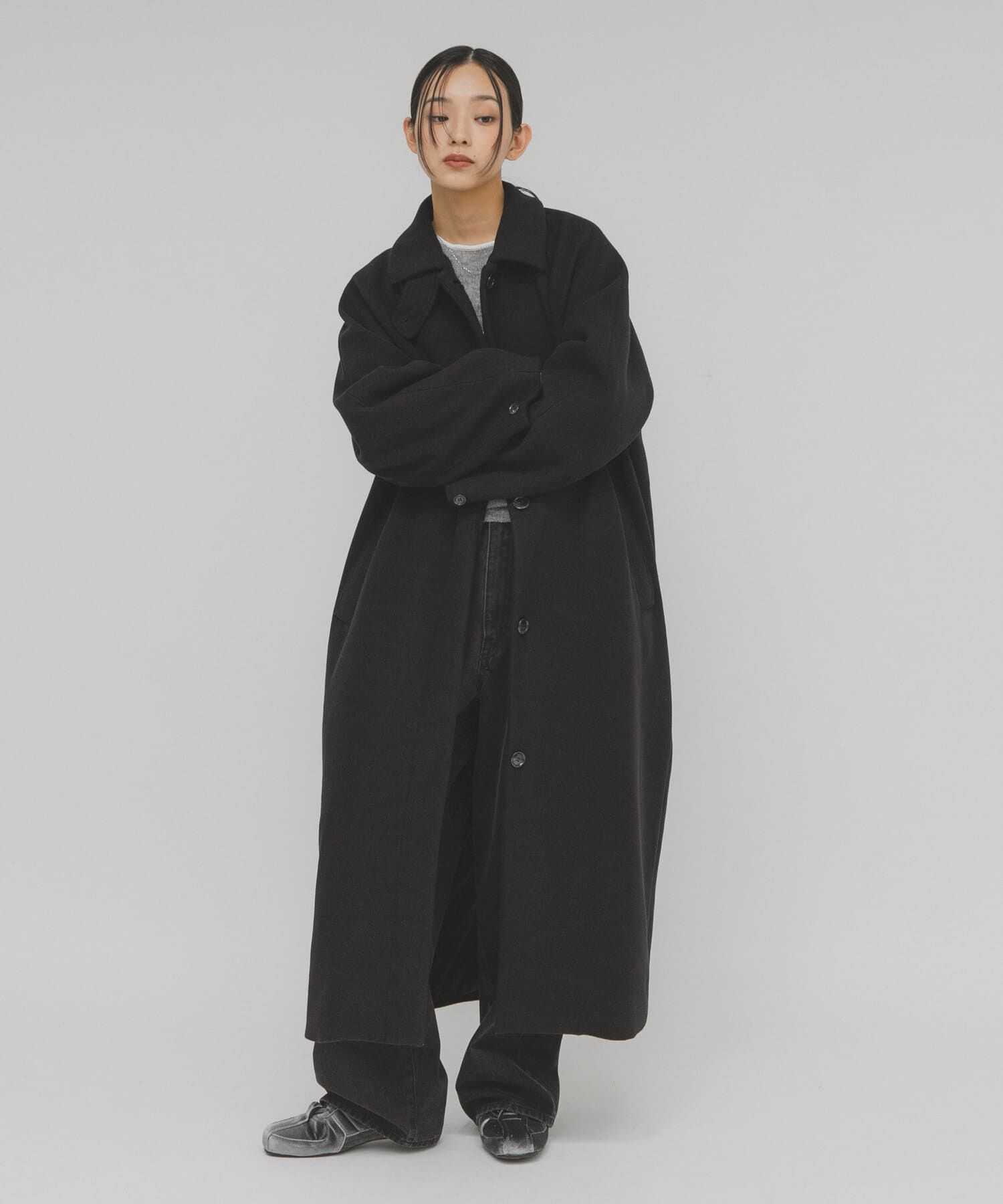  「ステンカラーコクーンロングコート」|ステンカラーコート|
