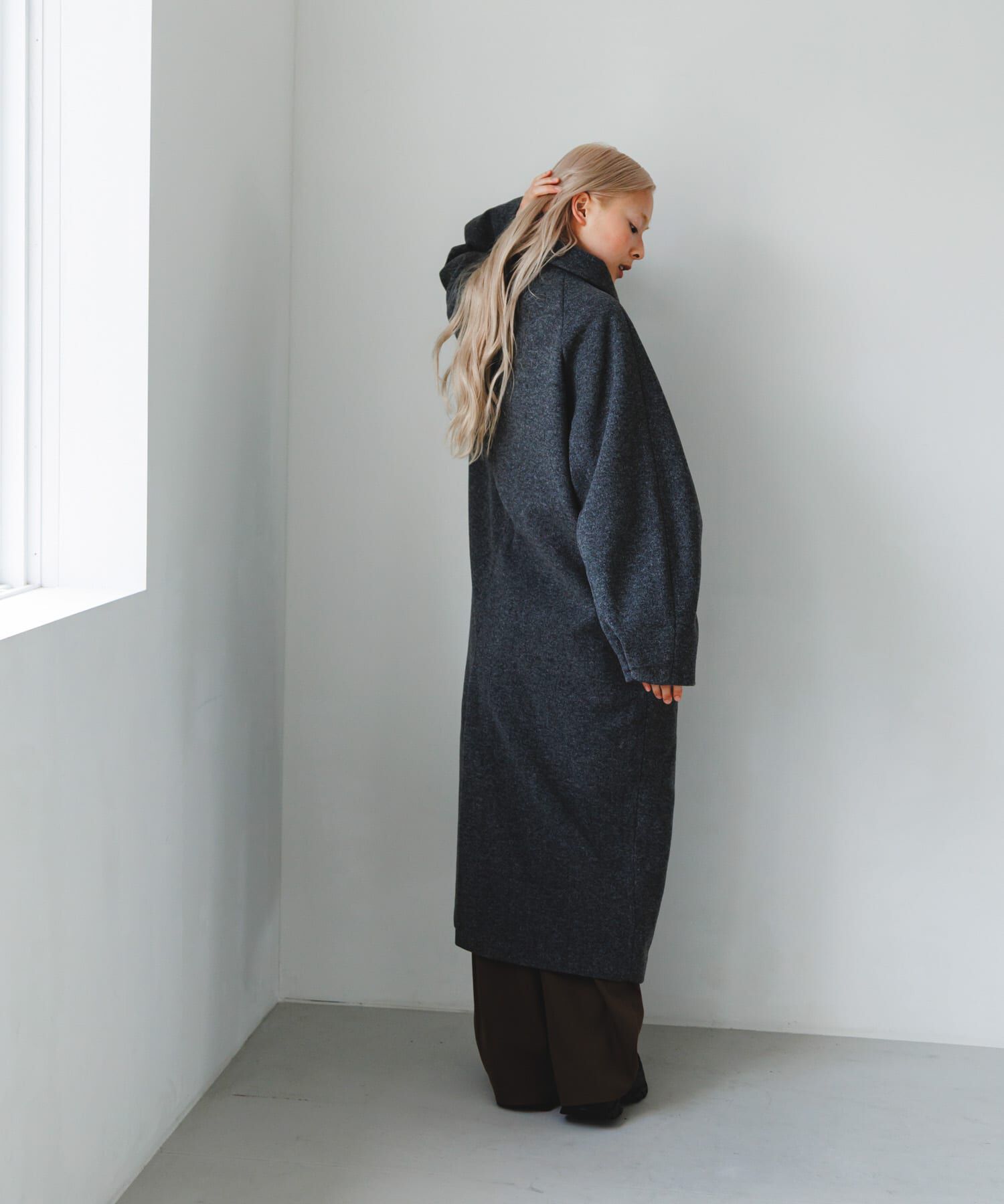  「ステンカラーコクーンロングコート」|ステンカラーコート|