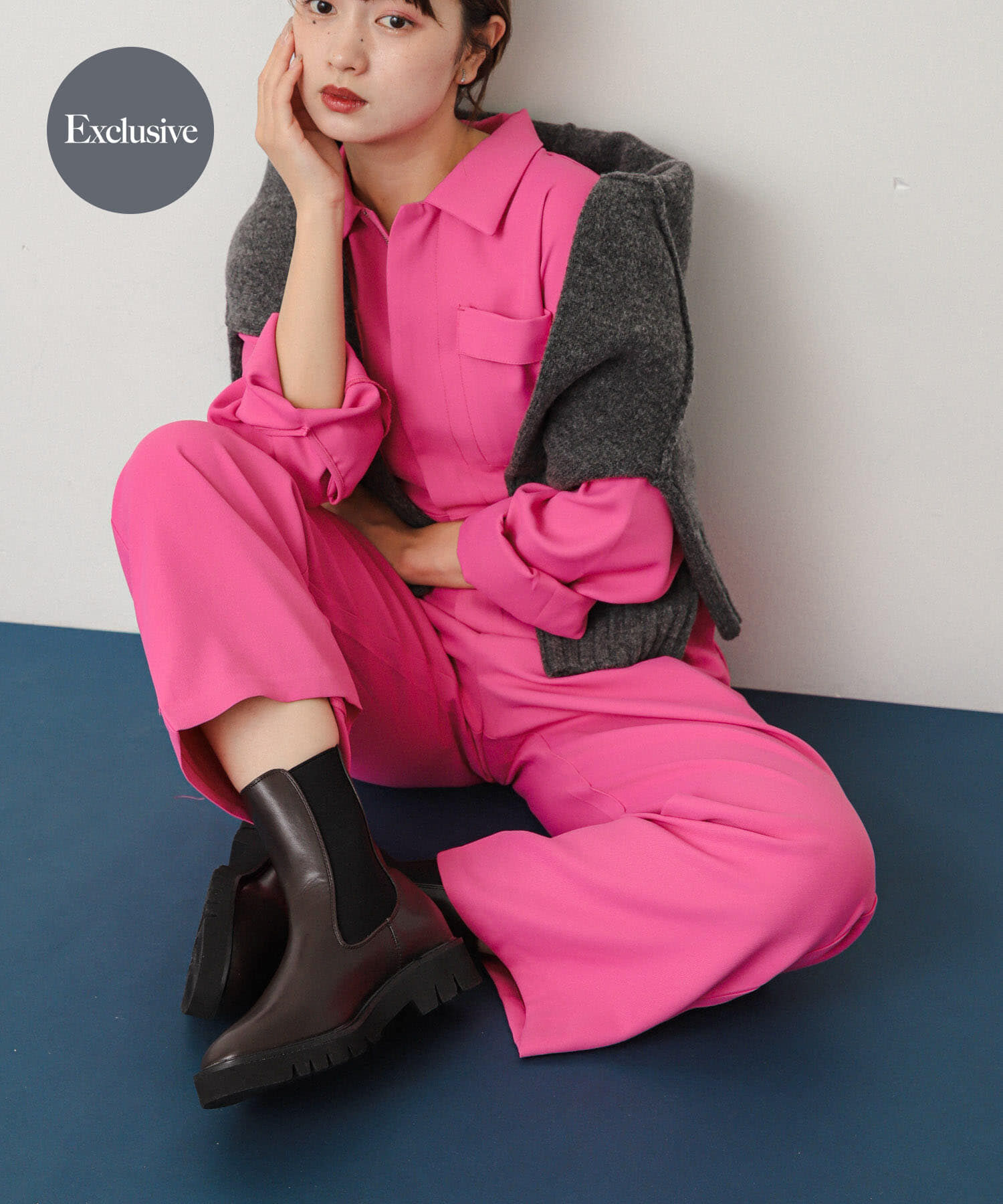 SENSE OF PLACE by URBAN RESEARCH「『別注』さらさ&times;SENSE OF PLACE　ソフトツイルジャンプスーツ」|スカート|ピンク