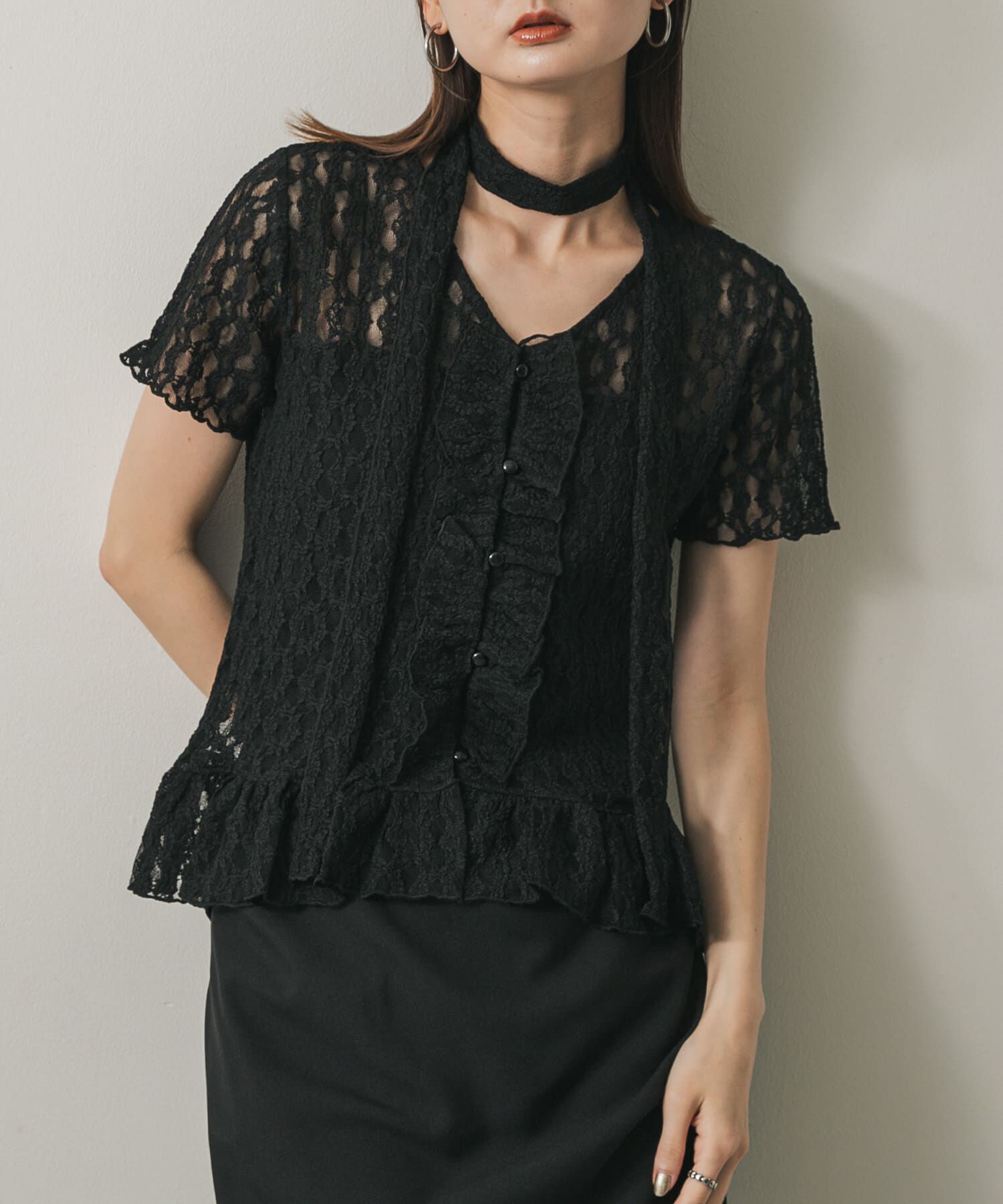 SENSE OF PLACE by URBAN RESEARCH「チョーカーレーストップ」|シャツ・ブラウス|ブラック