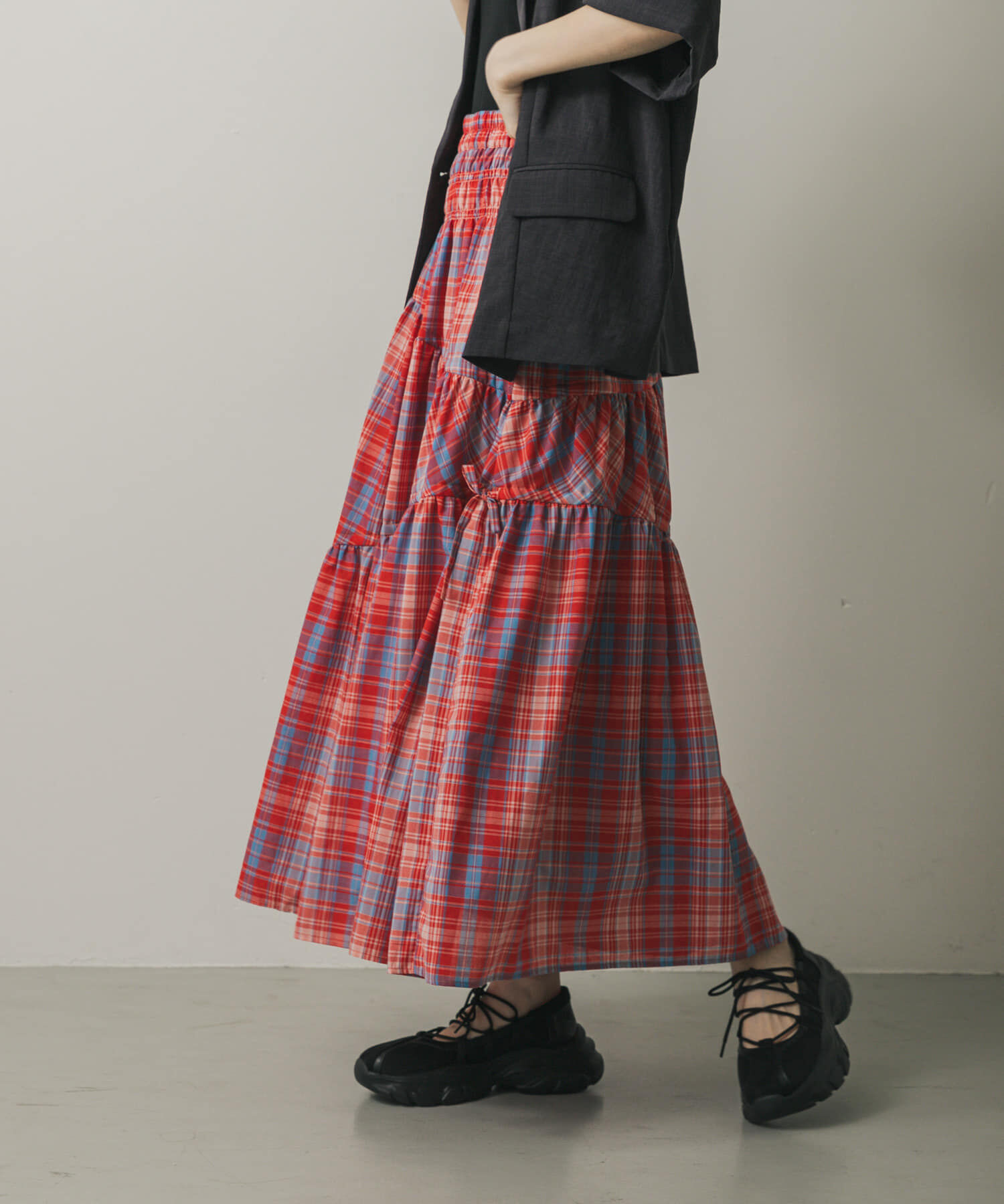SENSE OF PLACE by URBAN RESEARCH「チェックボリュームスカート」|スカート|
