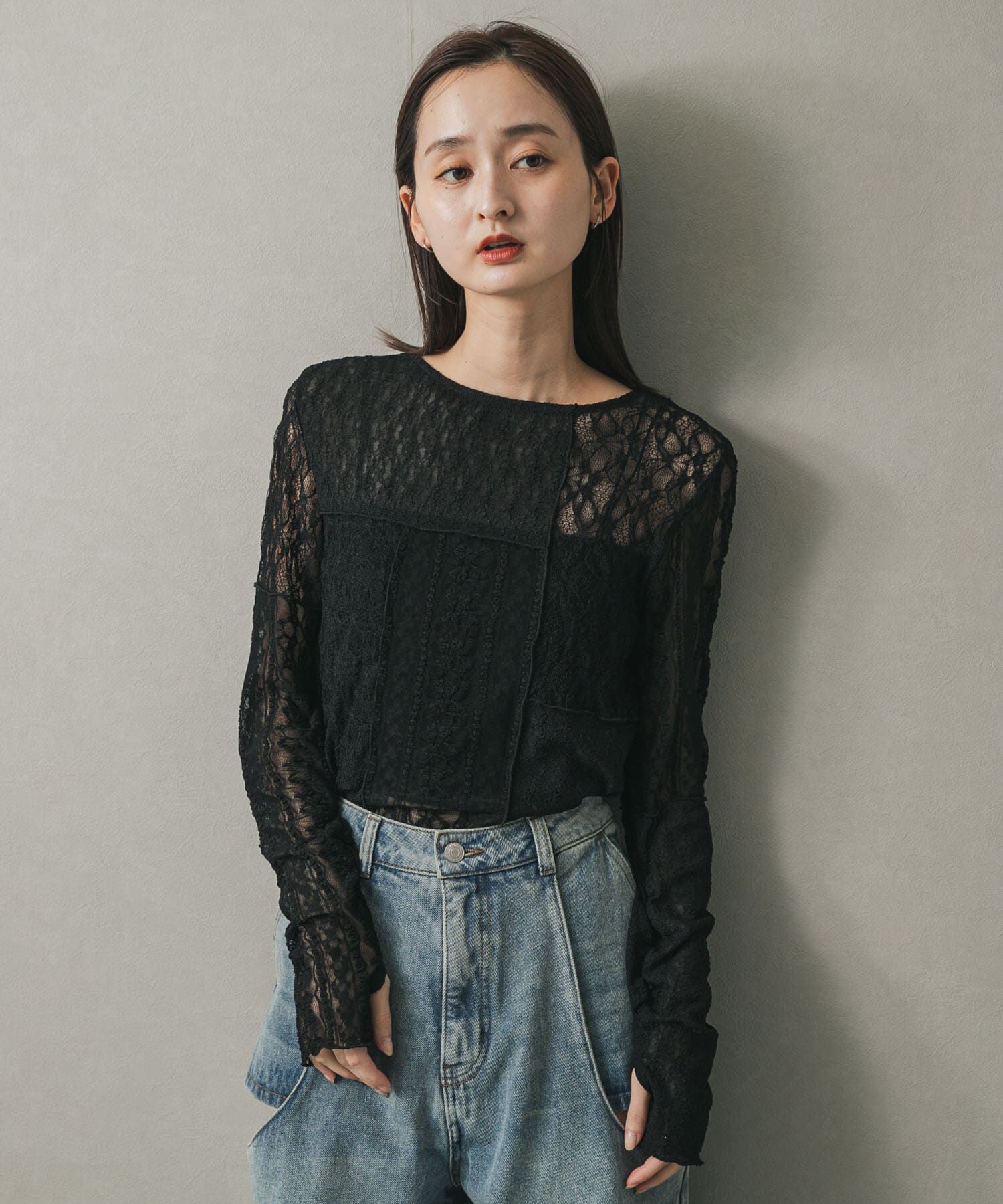 SENSE OF PLACE by URBAN RESEARCH「パッチワークレーストップ」|Tシャツ・カットソー|