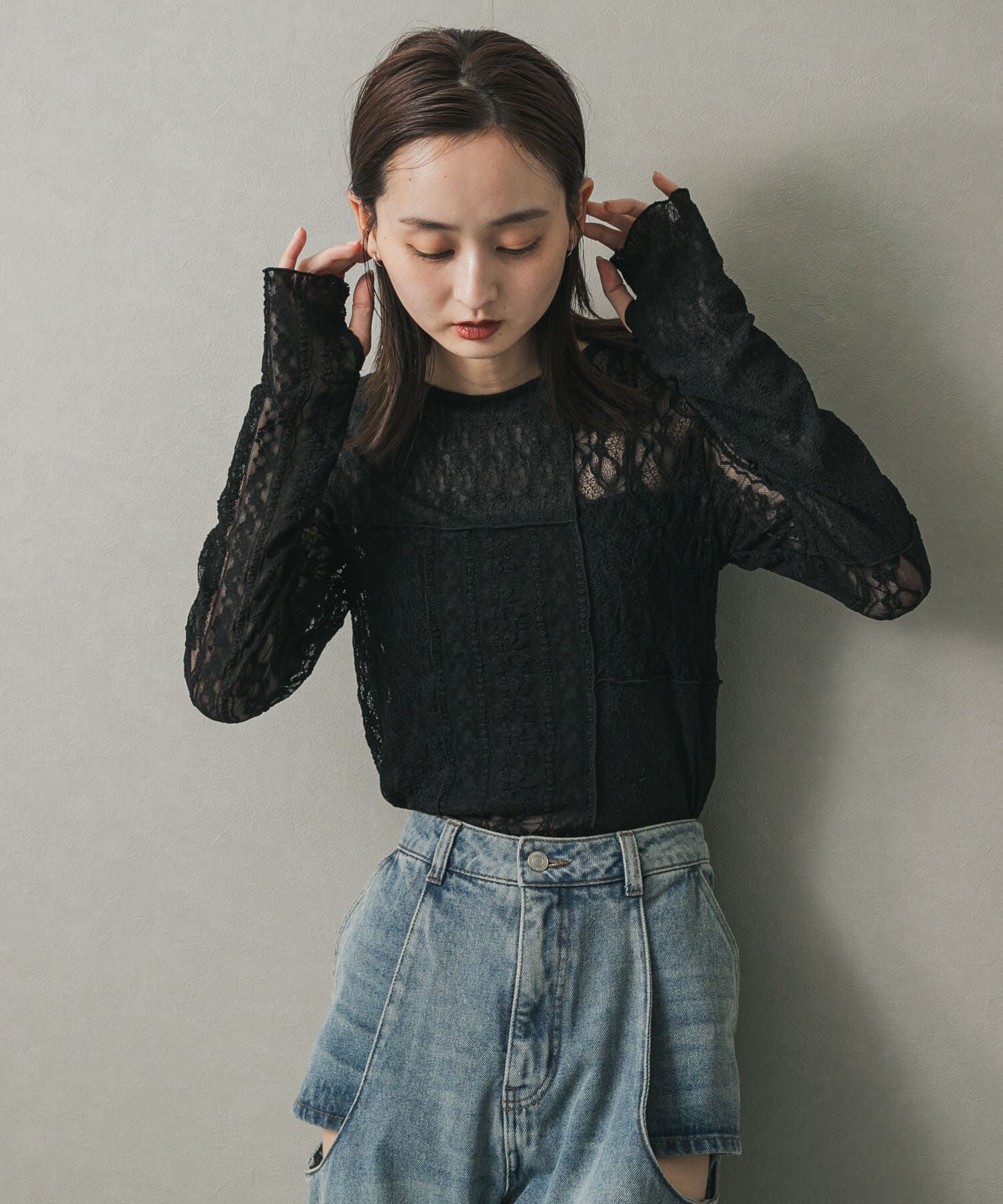 SENSE OF PLACE by URBAN RESEARCH「パッチワークレーストップ」|Tシャツ・カットソー|