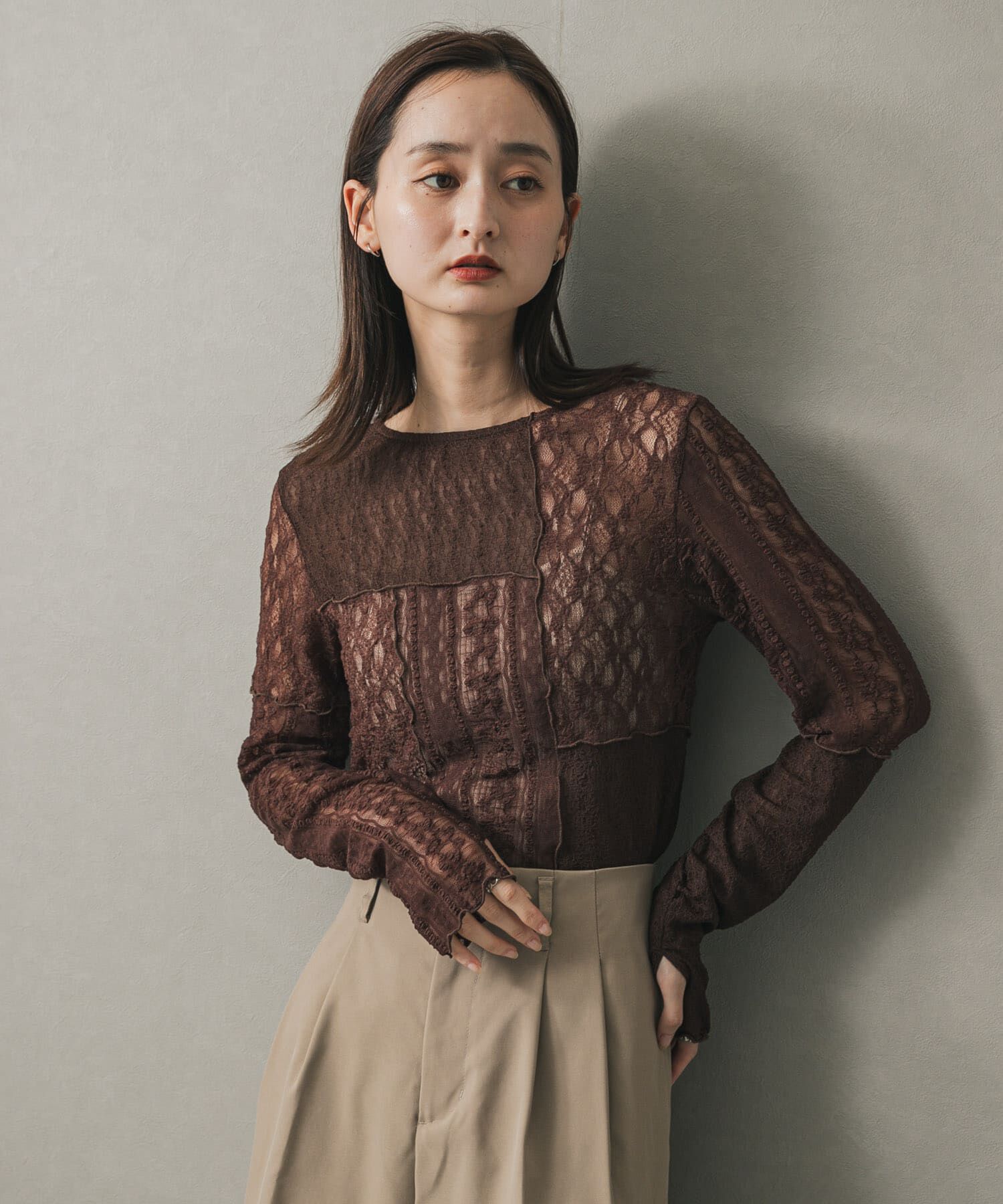 SENSE OF PLACE by URBAN RESEARCH「パッチワークレーストップ」|Tシャツ・カットソー|