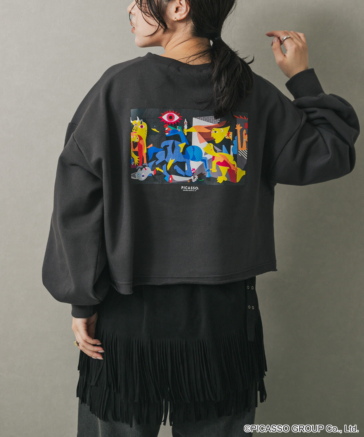 SENSE OF PLACE by URBAN RESEARCH「PICASSOレースアップクロップドトップ」|Tシャツ・カットソー|チャコールグレー