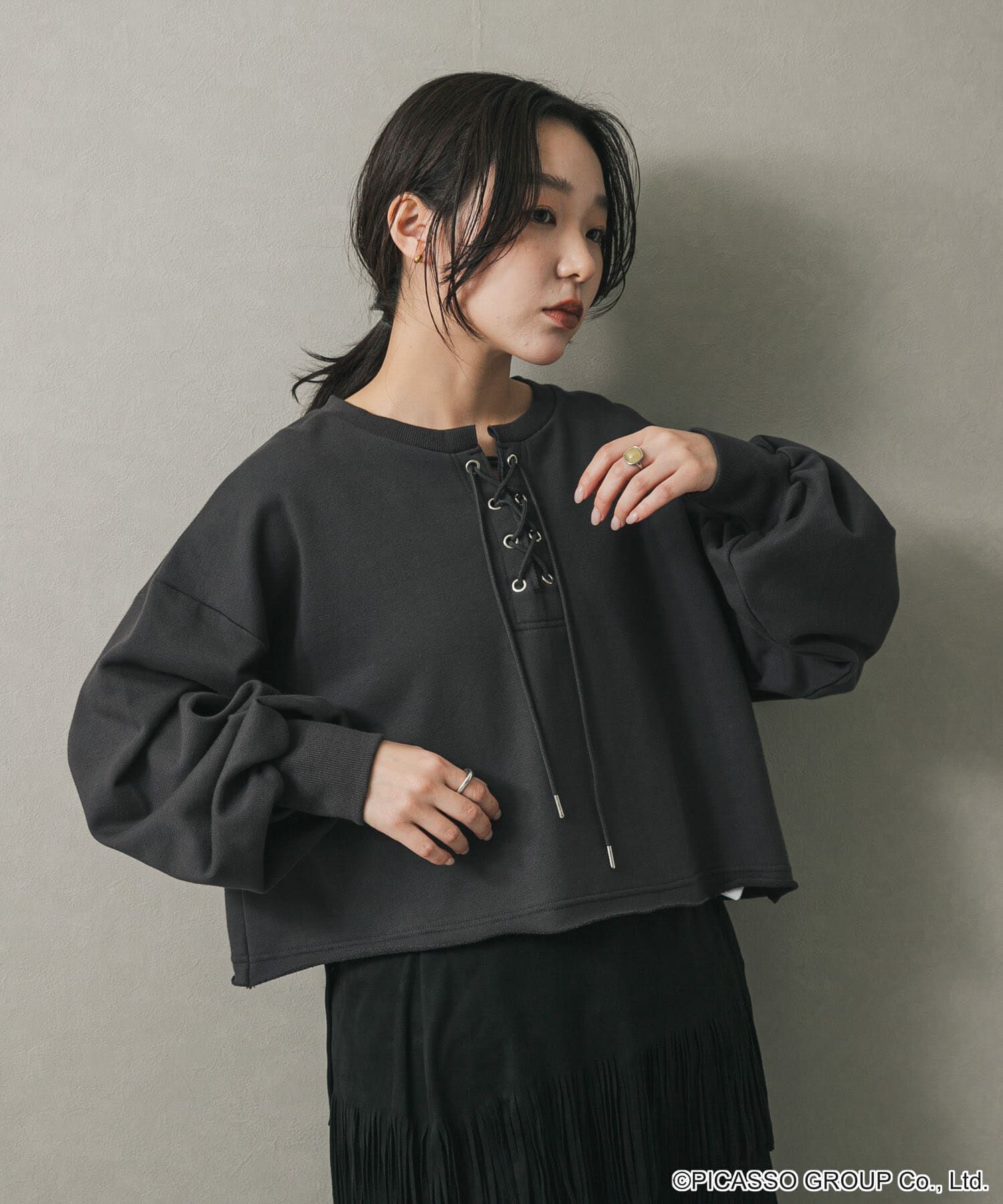 SENSE OF PLACE by URBAN RESEARCH「PICASSOレースアップクロップドトップ」|Tシャツ・カットソー|