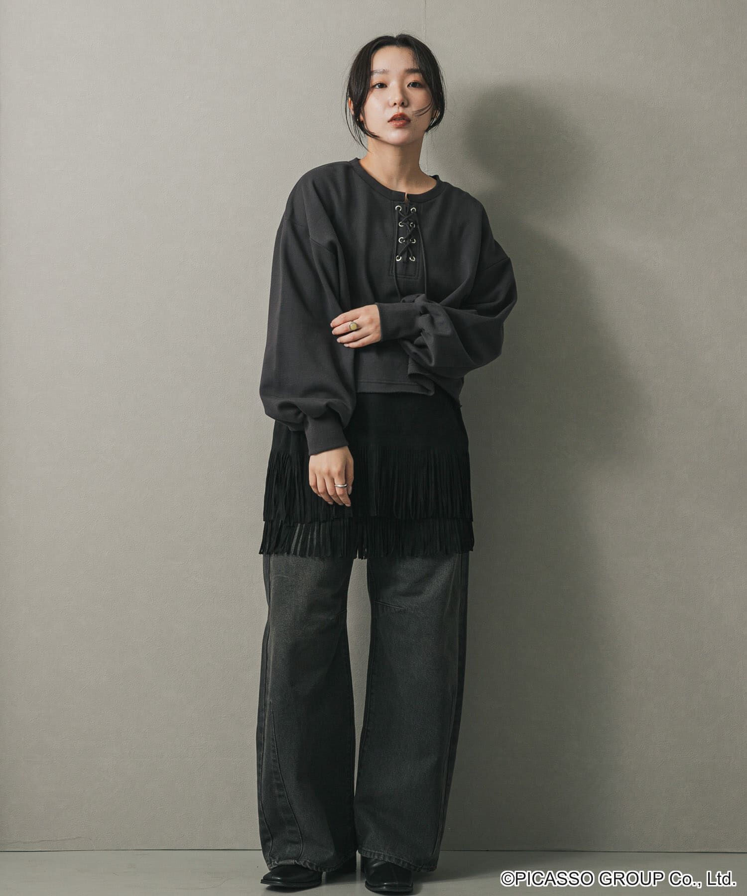 SENSE OF PLACE by URBAN RESEARCH「PICASSOレースアップクロップドトップ」|Tシャツ・カットソー|