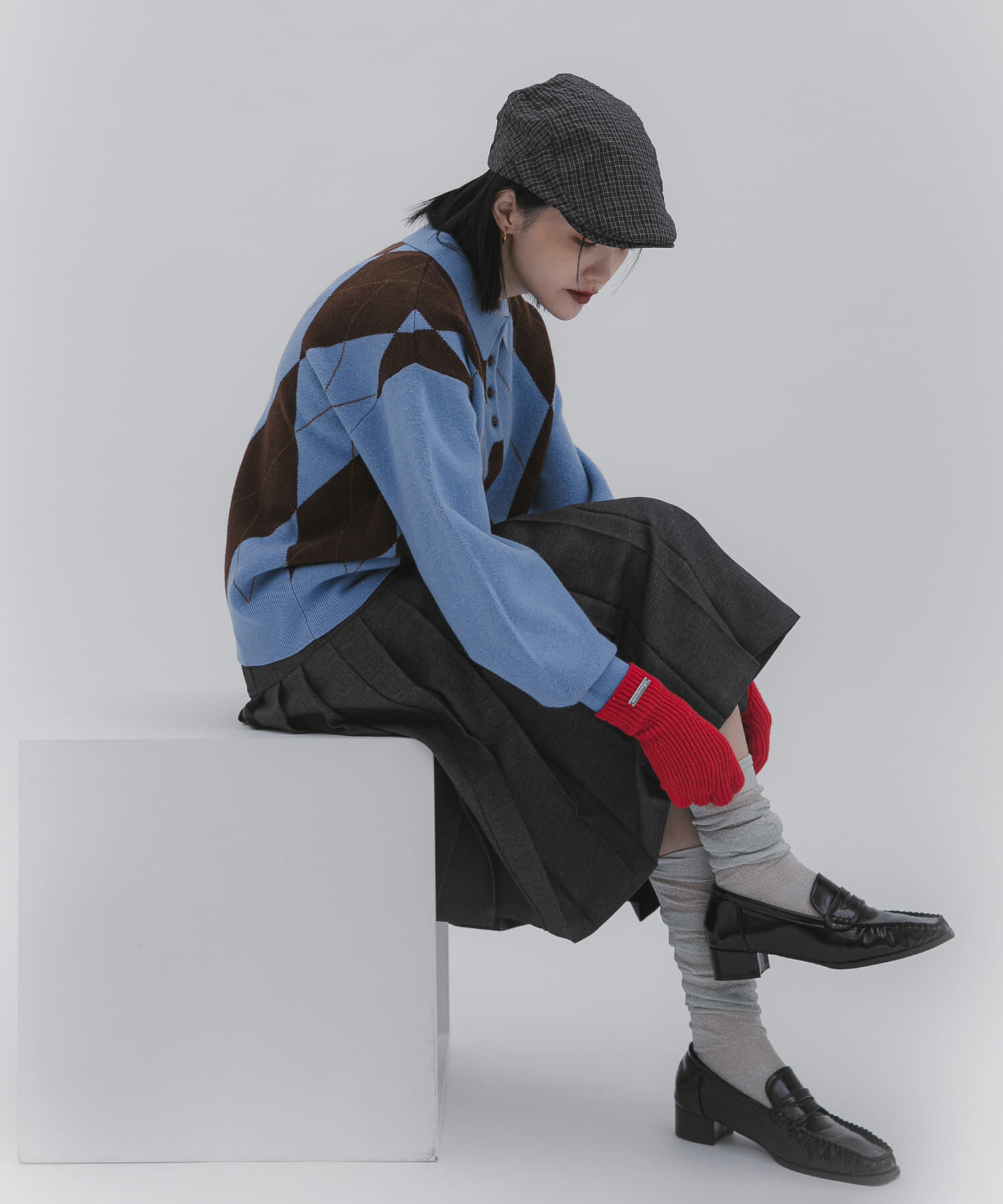 SENSE OF PLACE by URBAN RESEARCH「ポロシャツジャガードセーター」|ニット・セーター|ブルー系その他