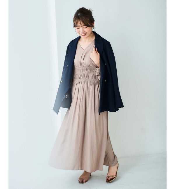 le.coeur blanc「シャーリングVネックワンピース」|ワンピース|