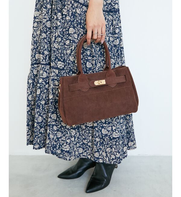  「スエードスクエアトート」|トートバッグ|ブラウン
