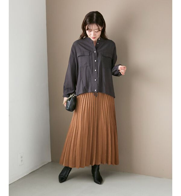  「《手洗い可能》マロンサテン変形プリーツスカート」|スカート|