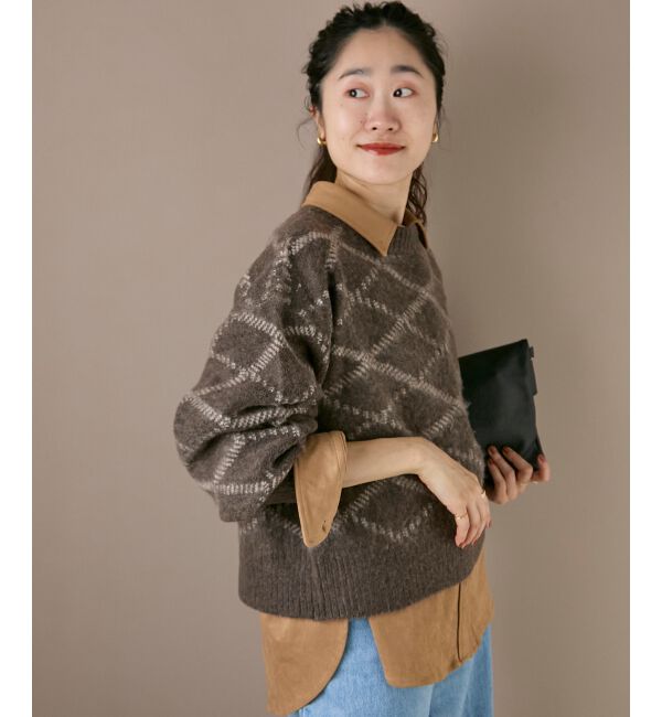  「《WEB限定アイテム》起毛チェックニットプルオーバー」|ニット・セーター|