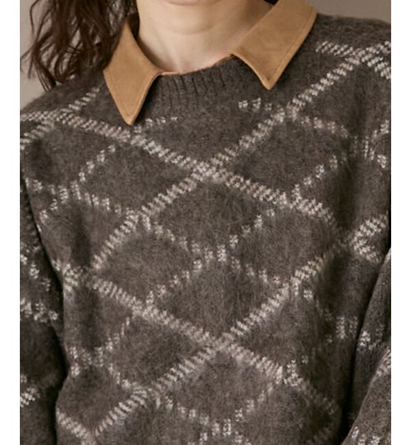  「《WEB限定アイテム》起毛チェックニットプルオーバー」|ニット・セーター|
