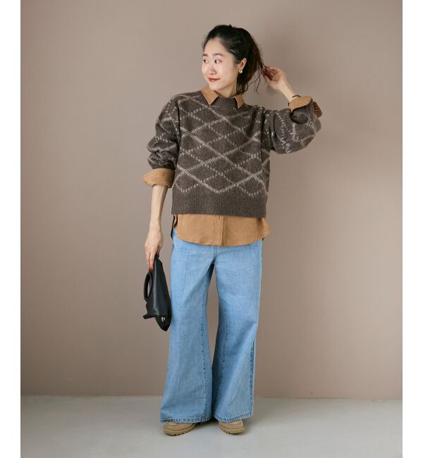  「《WEB限定アイテム》起毛チェックニットプルオーバー」|ニット・セーター|