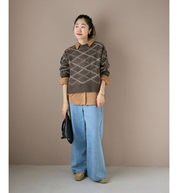  「《WEB限定アイテム》起毛チェックニットプルオーバー」|ニット・セーター|