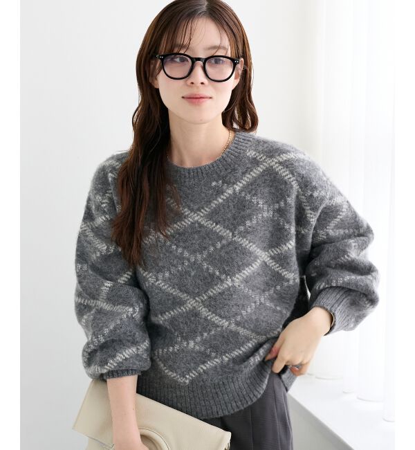 「《WEB限定アイテム》起毛チェックニットプルオーバー」|ニット・セーター|