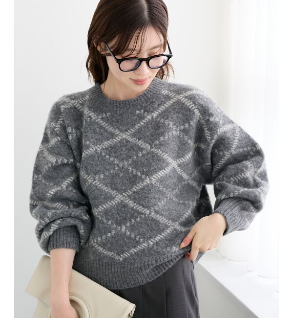  「《WEB限定アイテム》起毛チェックニットプルオーバー」|ニット・セーター|