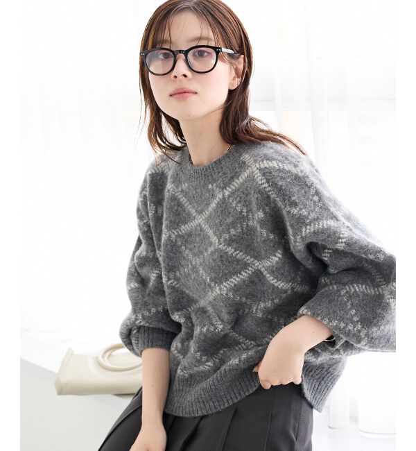  「《WEB限定アイテム》起毛チェックニットプルオーバー」|ニット・セーター|