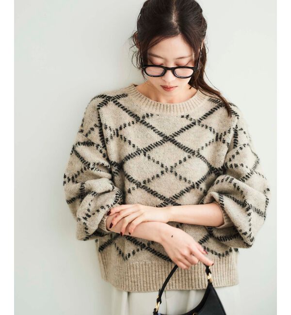  「《WEB限定アイテム》起毛チェックニットプルオーバー」|ニット・セーター|