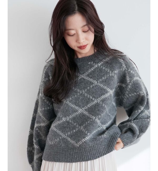  「《WEB限定アイテム》起毛チェックニットプルオーバー」|ニット・セーター|