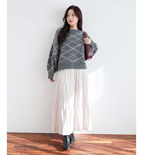  「《WEB限定アイテム》起毛チェックニットプルオーバー」|ニット・セーター|