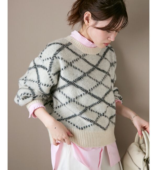 「《WEB限定アイテム》起毛チェックニットプルオーバー」|ニット・セーター|