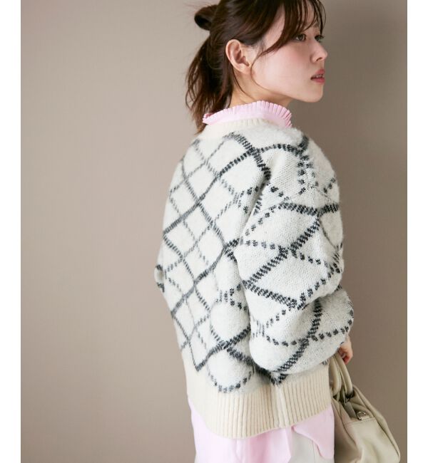  「《WEB限定アイテム》起毛チェックニットプルオーバー」|ニット・セーター|