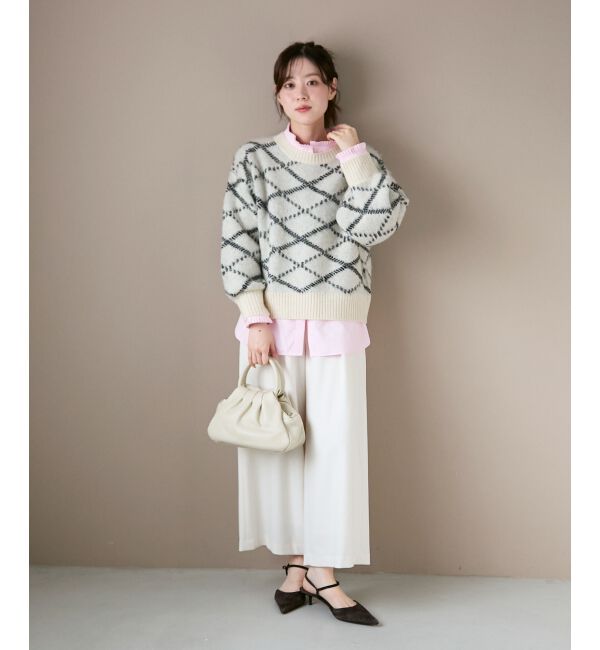  「《WEB限定アイテム》起毛チェックニットプルオーバー」|ニット・セーター|