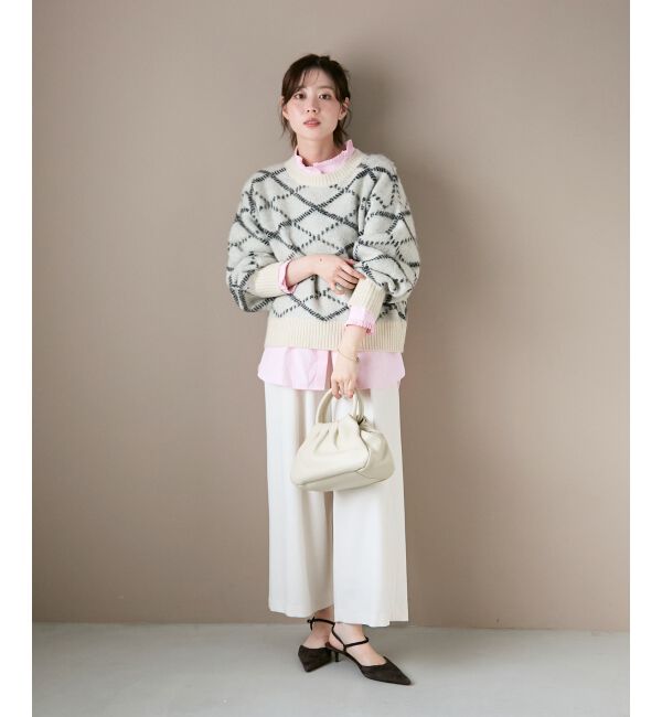  「《WEB限定アイテム》起毛チェックニットプルオーバー」|ニット・セーター|